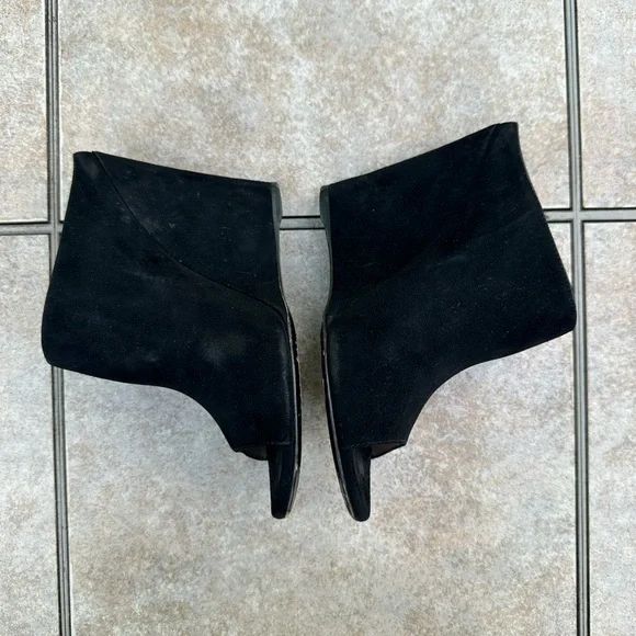 PRADA Women's Black Suede Wedge Peep / Open Toe Mule - Picture 12 of 15